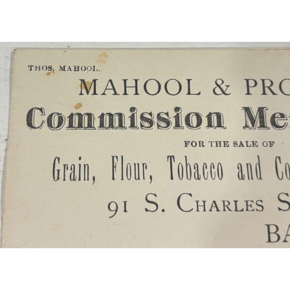 Antique Mahool Probest Merchants Card Tobacco Country Produce Baltimore Ephemera - Picture 6 of 6